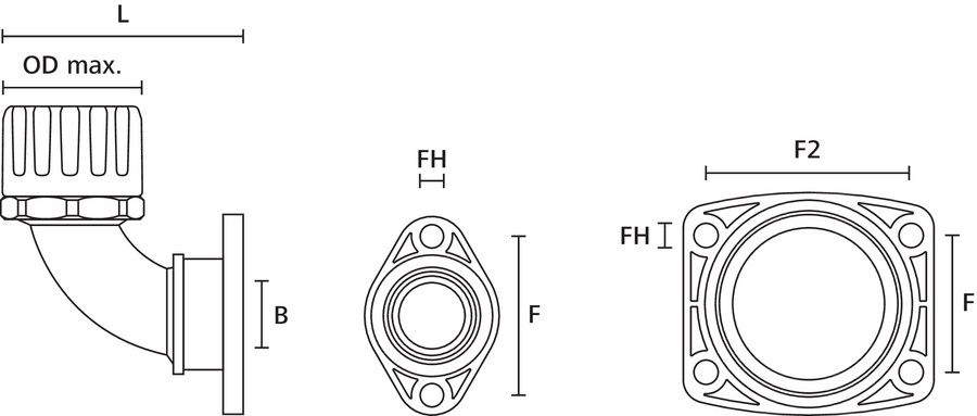 Wellrohrverschraubung PA Ø16mm IP66 90°Wink Polyamid (PA) Schnapp
