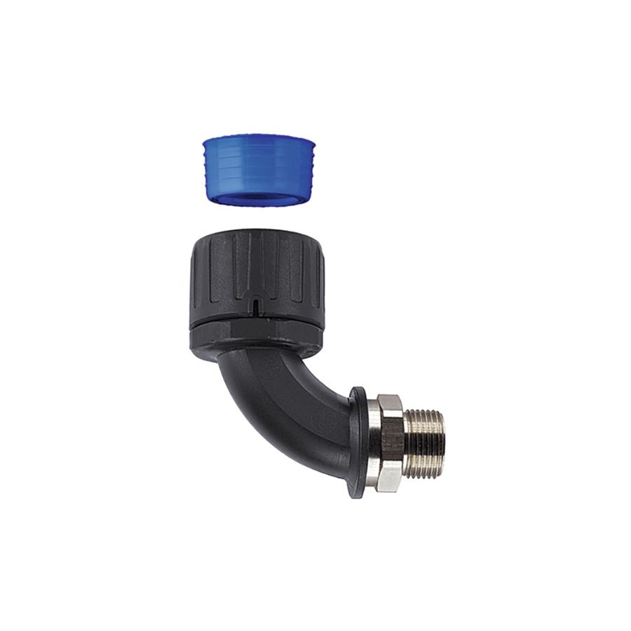 Wellrohrverschraubung Kst/Metall Ø13mm PG9 IP66 90°Wink Schnapp 10mm