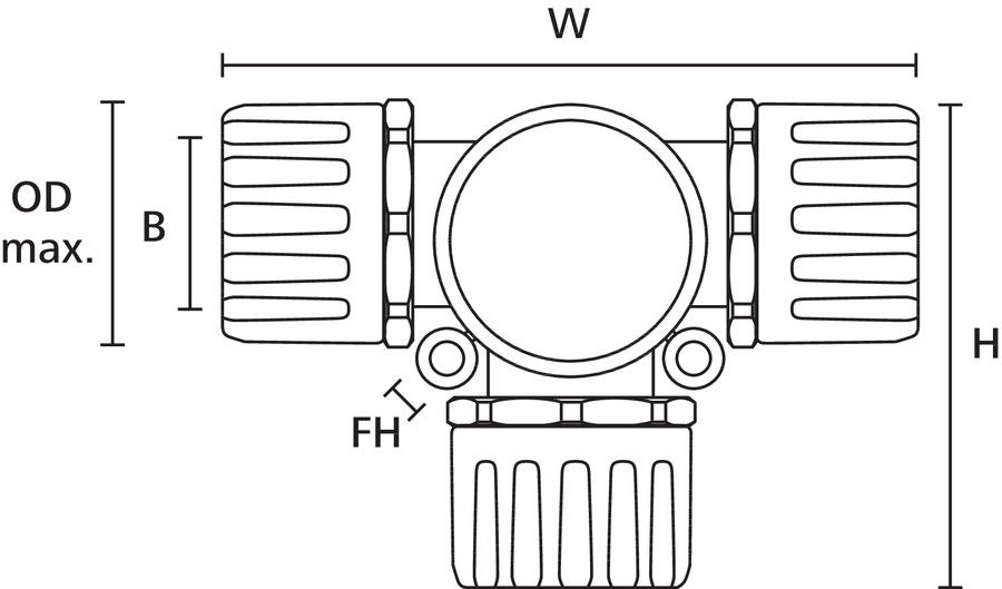 Wellschlauchverbinder PA 28mm IP68 T-Stück sw Polyamid (PA)