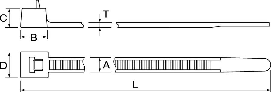 Kabelbinder L200mm natur 4,6x1,5mm PA -40-85°C Polyamid (PA) KstZunge/Nase