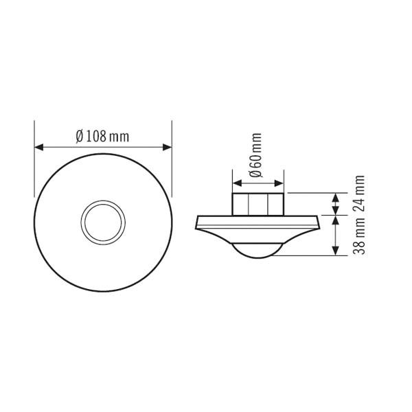Präsenzmelder UP 180-360° Compact 230V rws mt IP20 Fernbedienbar 2300W