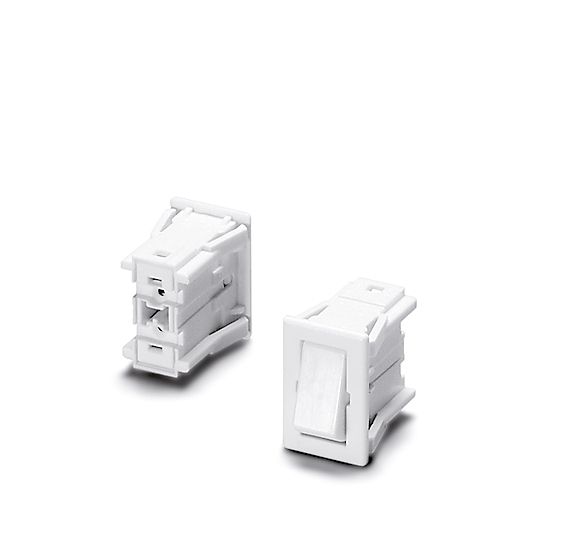 Einbau-Taster 1p 2A Wippe Dauer 16-26xmm ws