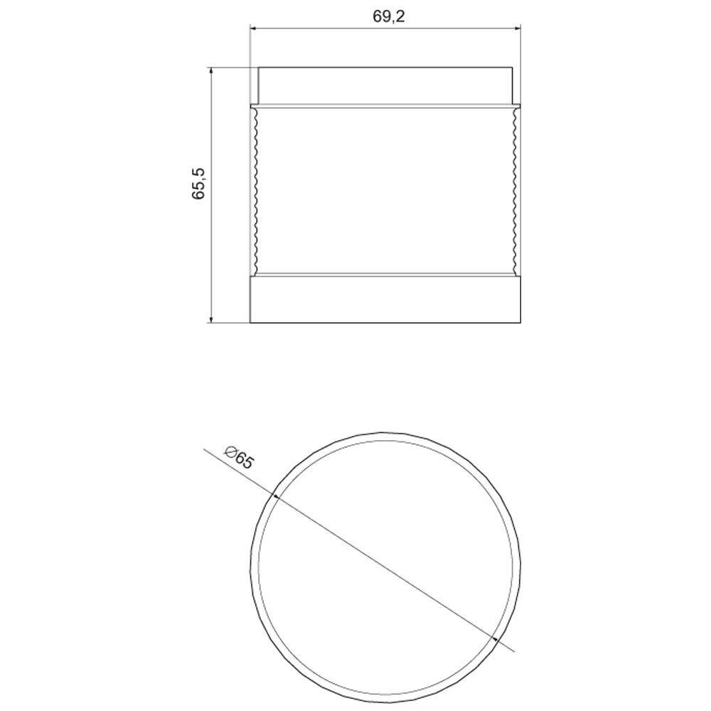 Dauerlicht LED rt Ø70mm IP65 24V/50Hz UC