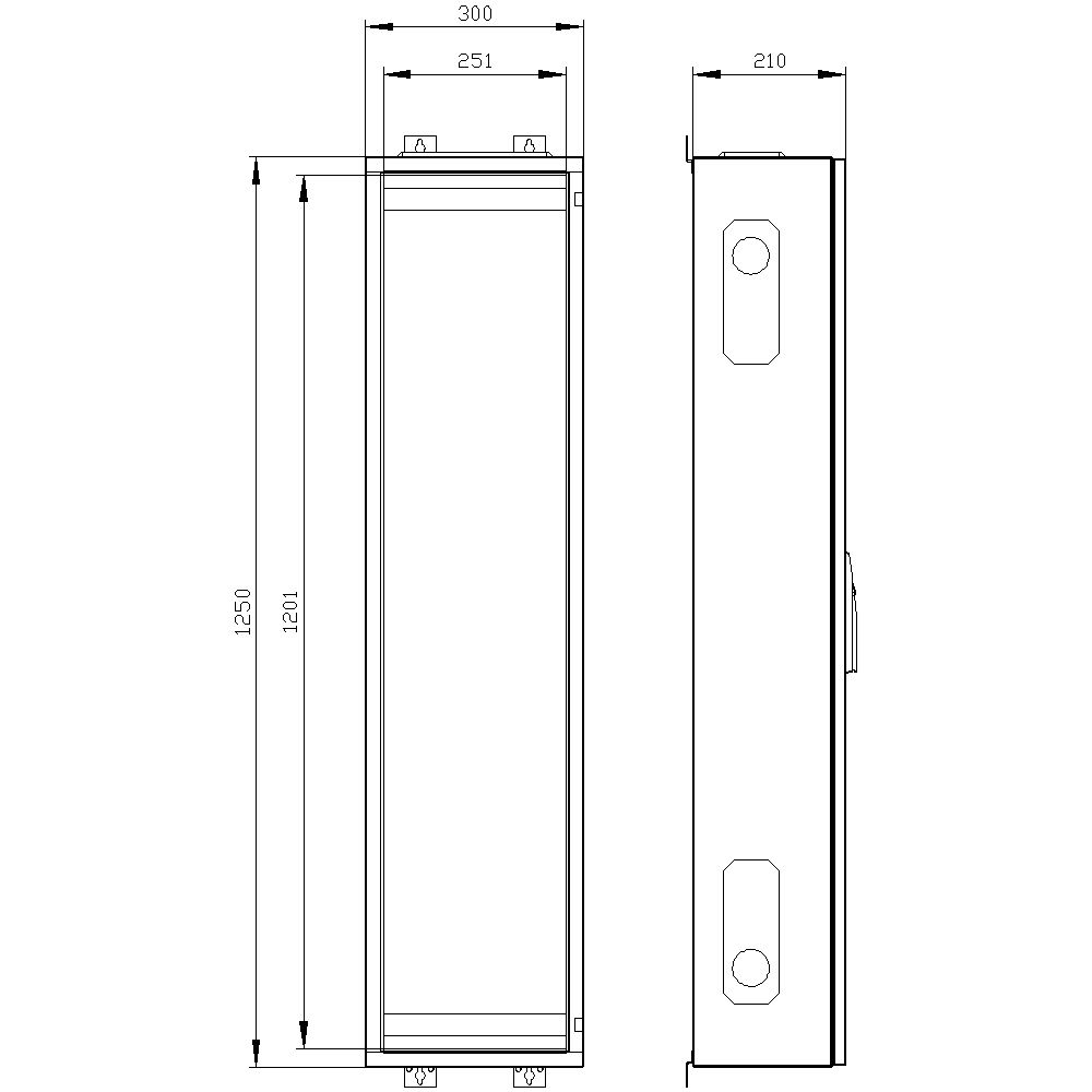 Leergehäuse ST/Kst IP43 ET210mm geschl B300xH1250xT210mm