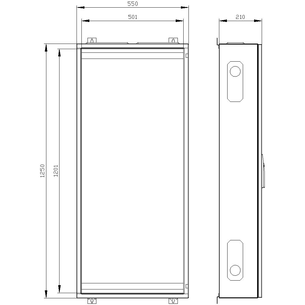 Leergehäuse ST/Kst IP43 ET210mm geschl B550xH1250xT210mm