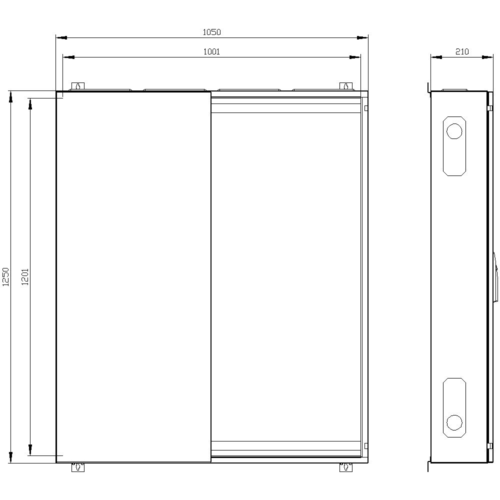 Leergehäuse ST/Kst IP43 ET210mm geschl B1050xH1250xT210mm