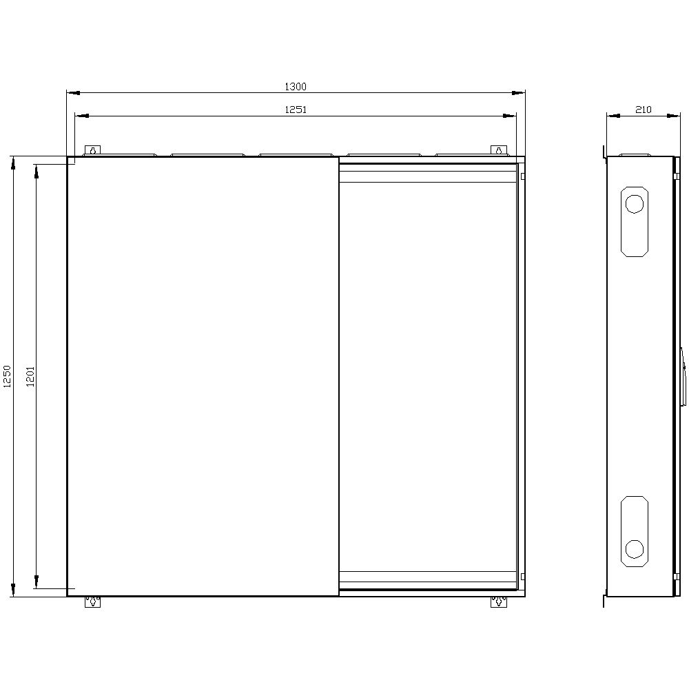Leergehäuse ST/Kst IP43 ET210mm geschl B1300xH1250xT210mm