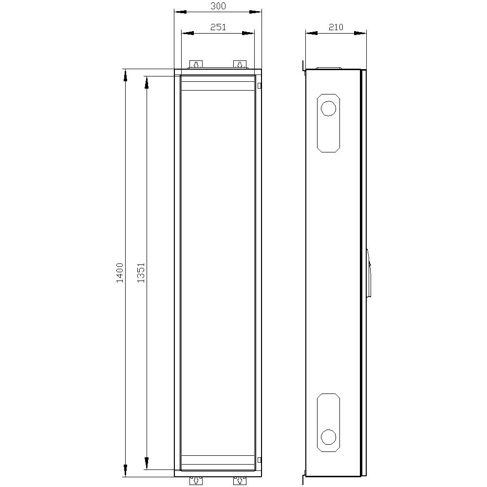 Leergehäuse ST/Kst IP43 ET210mm geschl B300xH1400xT210mm