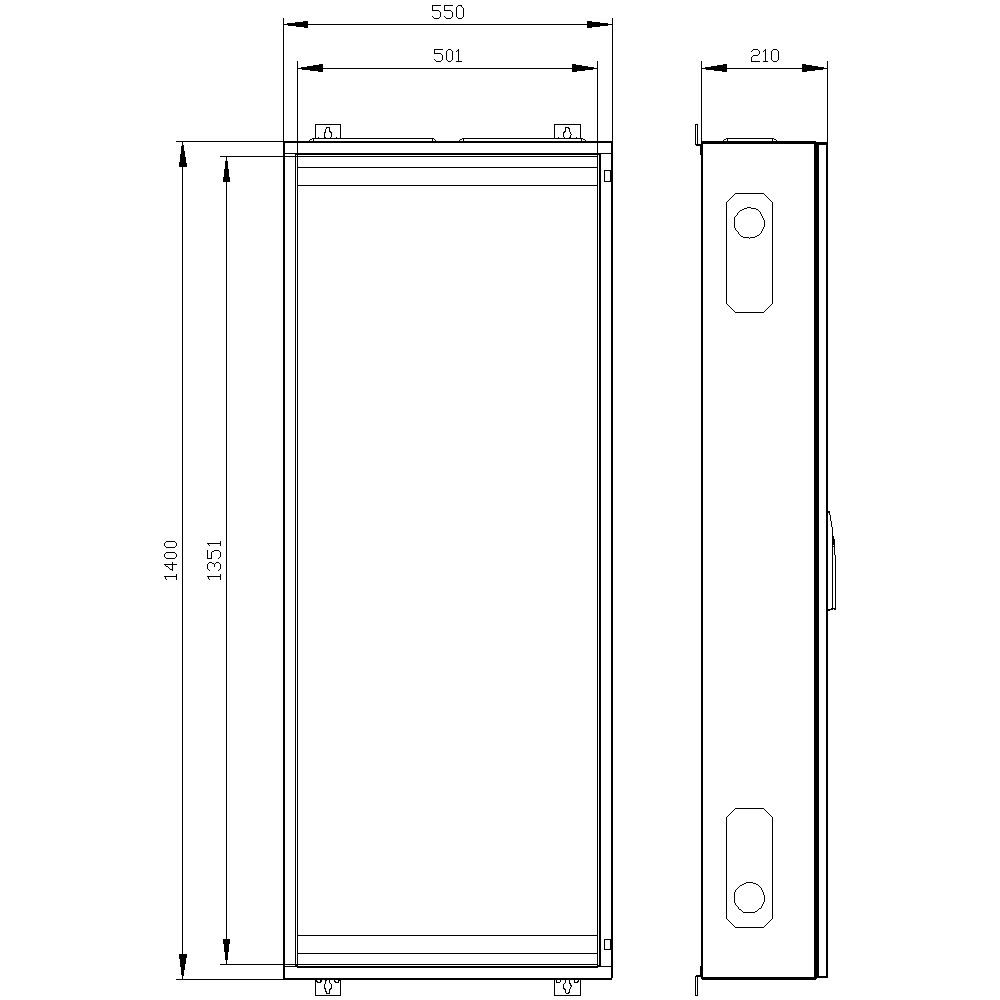 Leergehäuse ST/Kst IP43 ET210mm geschl B550xH1400xT210mm