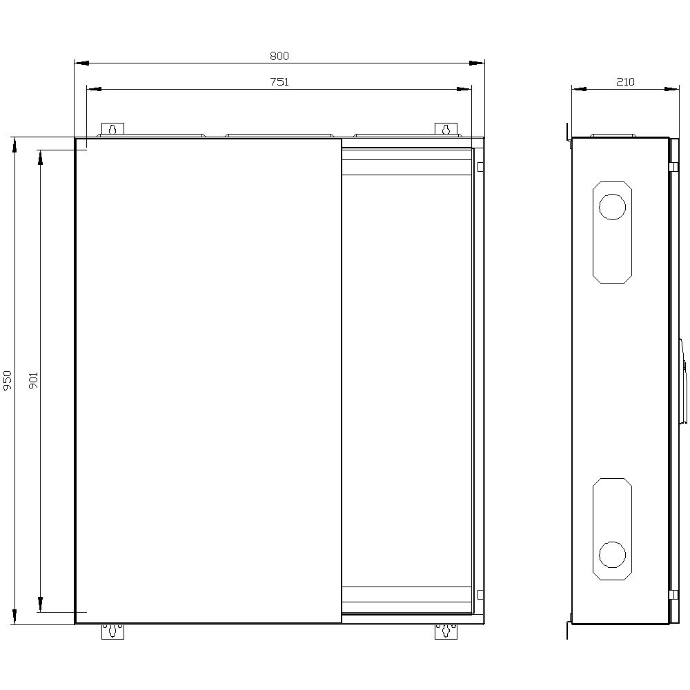 Leergehäuse ST/Kst IP43 B800xH950xT210mm ET210mm geschl