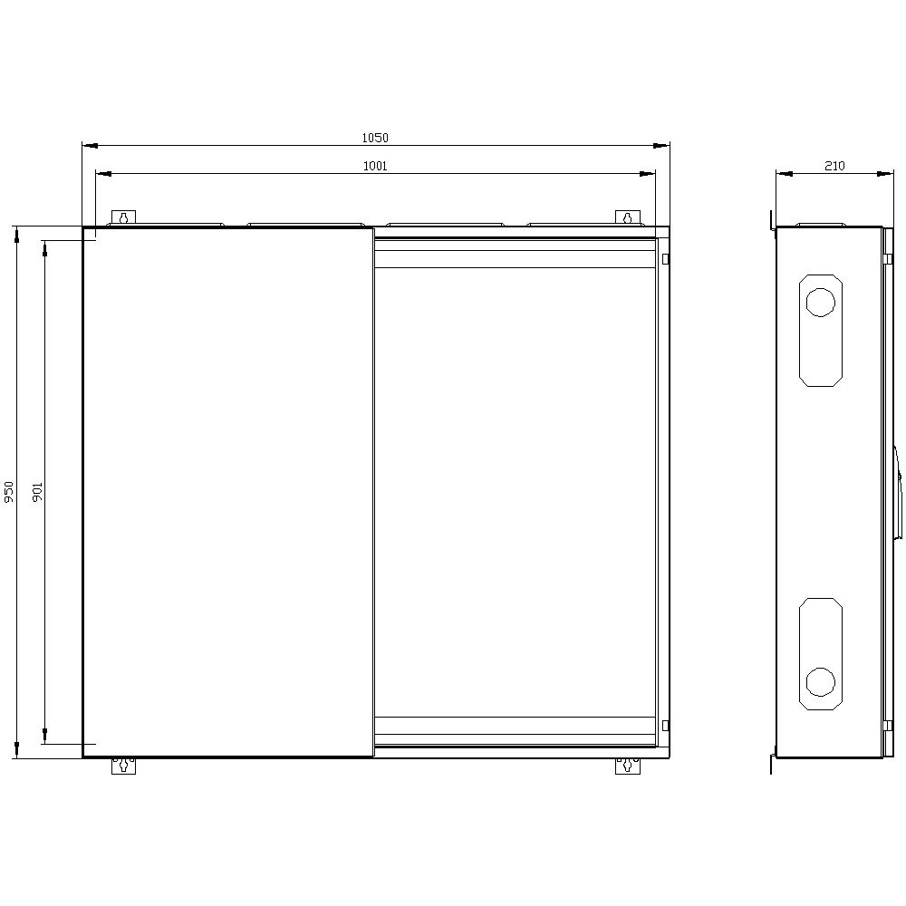 Leergehäuse ST/Kst IP43 ET210mm geschl B1050xH950xT210mm