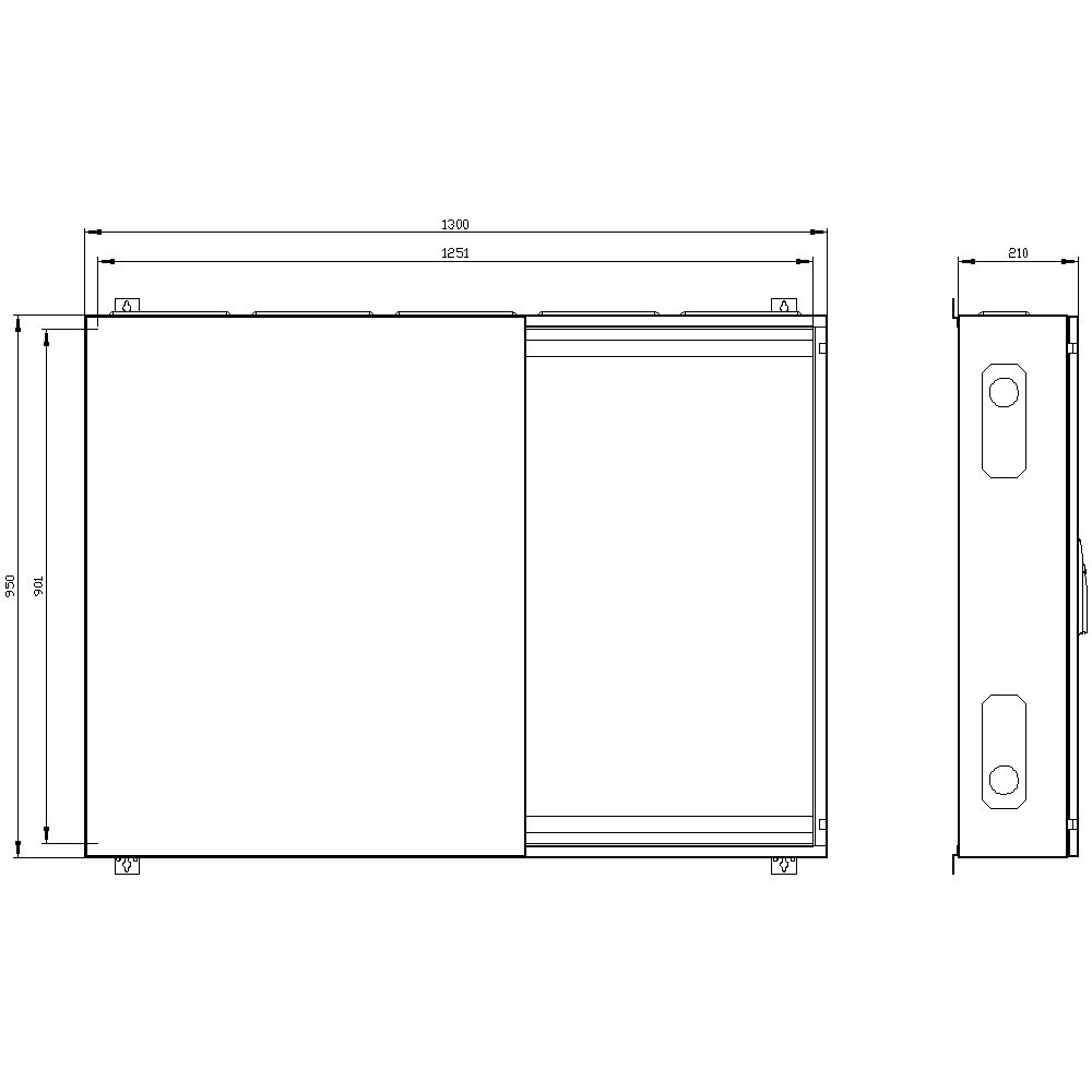 Leergehäuse ST/Kst IP43 ET210mm geschl B1300xH950xT210mm