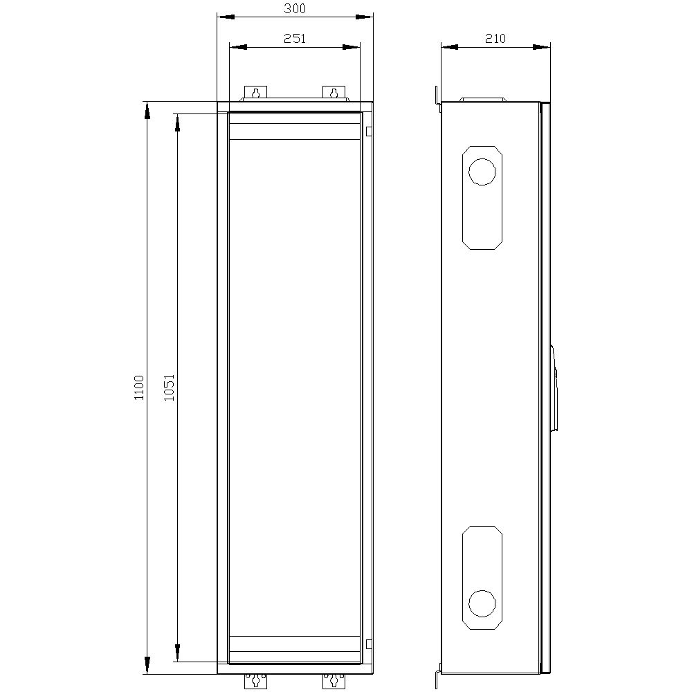 Leergehäuse ST/Kst IP43 ET210mm geschl B300xH1100xT210mm