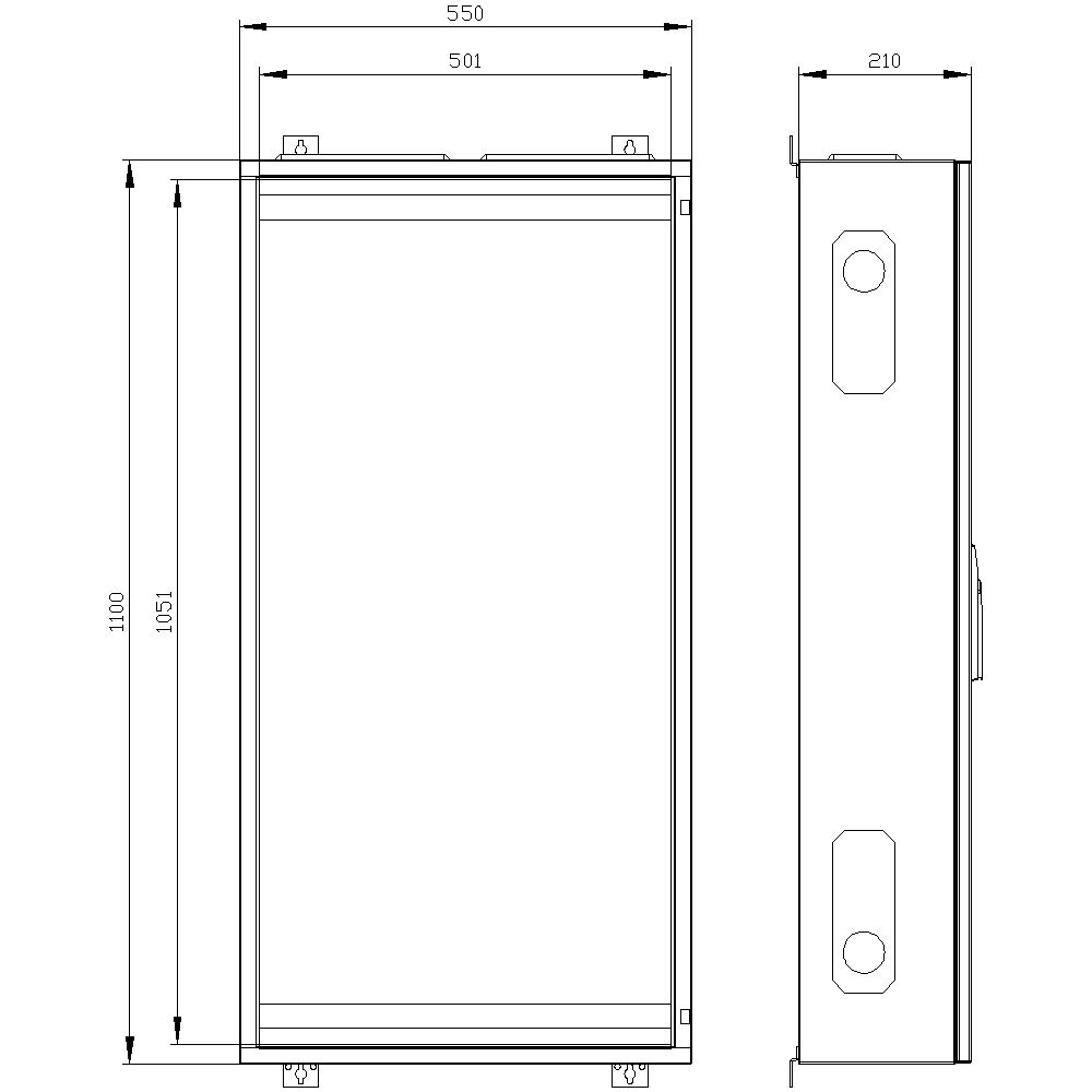 Leergehäuse ST/Kst IP43 ET210mm geschl B550xH1100xT210mm