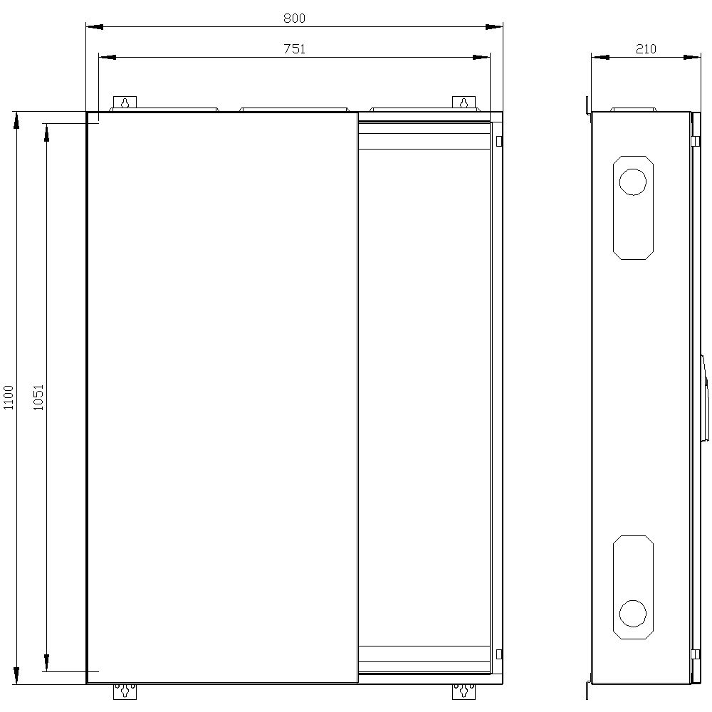 Leergehäuse ST/Kst IP43 ET210mm geschl B800xH1100xT210mm