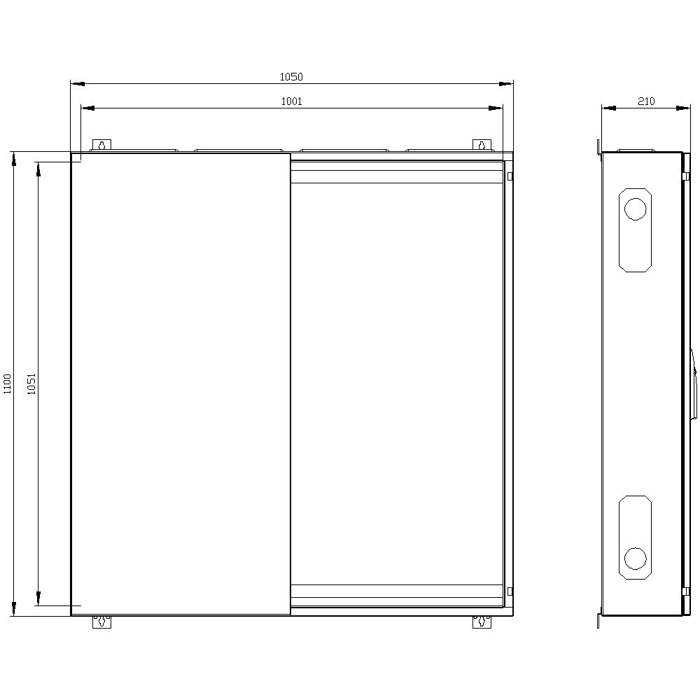 Leergehäuse ST/Kst IP43 ET210mm geschl B1050xH1100xT210mm