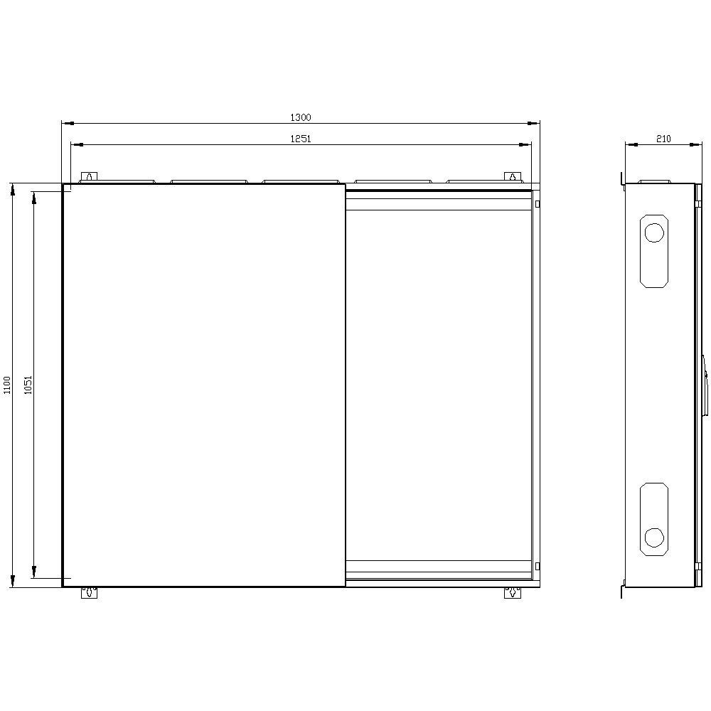Leergehäuse ST/Kst IP43 ET210mm geschl B1300xH1100xT210mm
