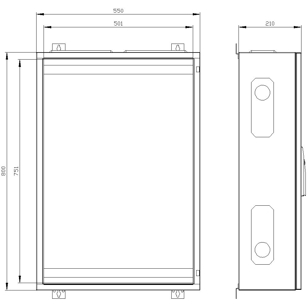 Leergehäuse ST/Kst IP43 B550xH800xT210mm ET210mm geschl