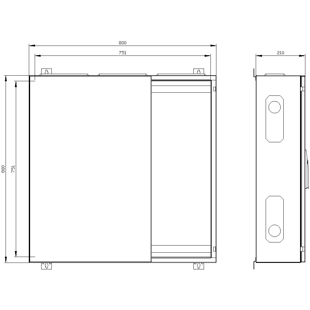 Leergehäuse ST/Kst IP43 B800xH800xT210mm ET210mm geschl