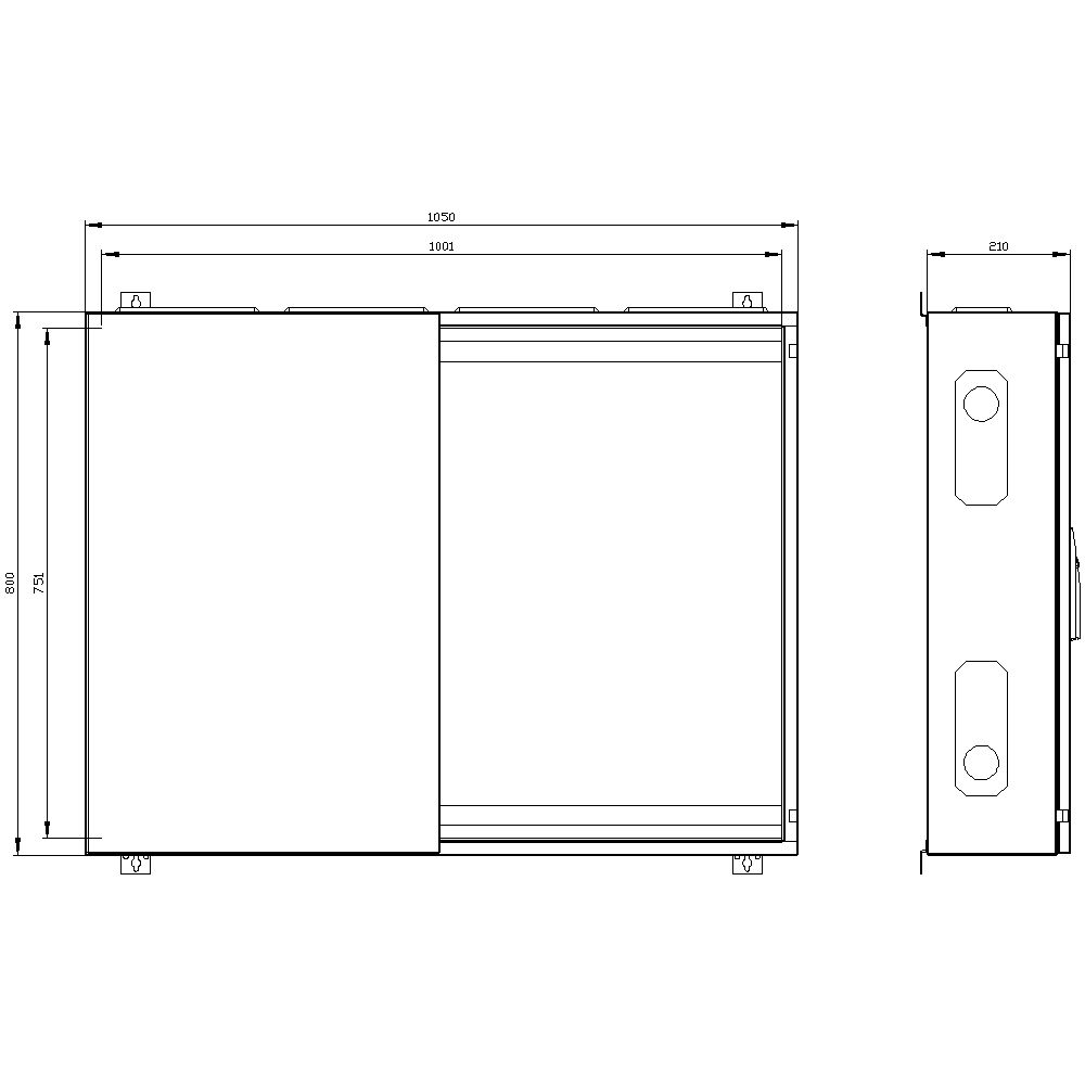 Leergehäuse ST/Kst IP43 ET210mm geschl B1050xH800xT210mm