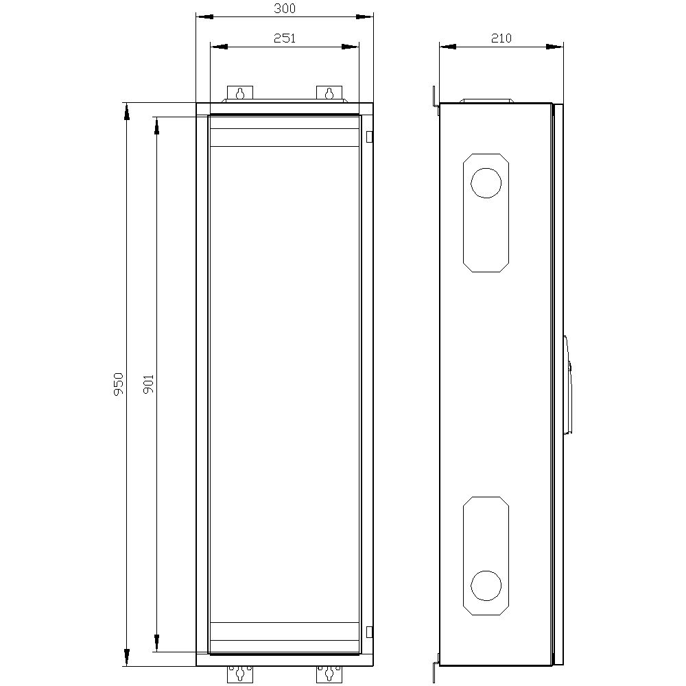Leergehäuse ST/Kst IP43 B300xH950xT210mm ET210mm geschl