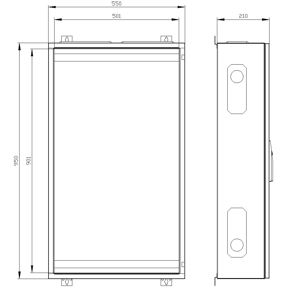 Leergehäuse ST/Kst IP43 B550xH950xT210mm ET210mm geschl
