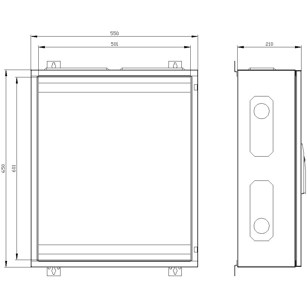Leergehäuse ST/Kst IP43 B550xH650xT210mm ET210mm geschl