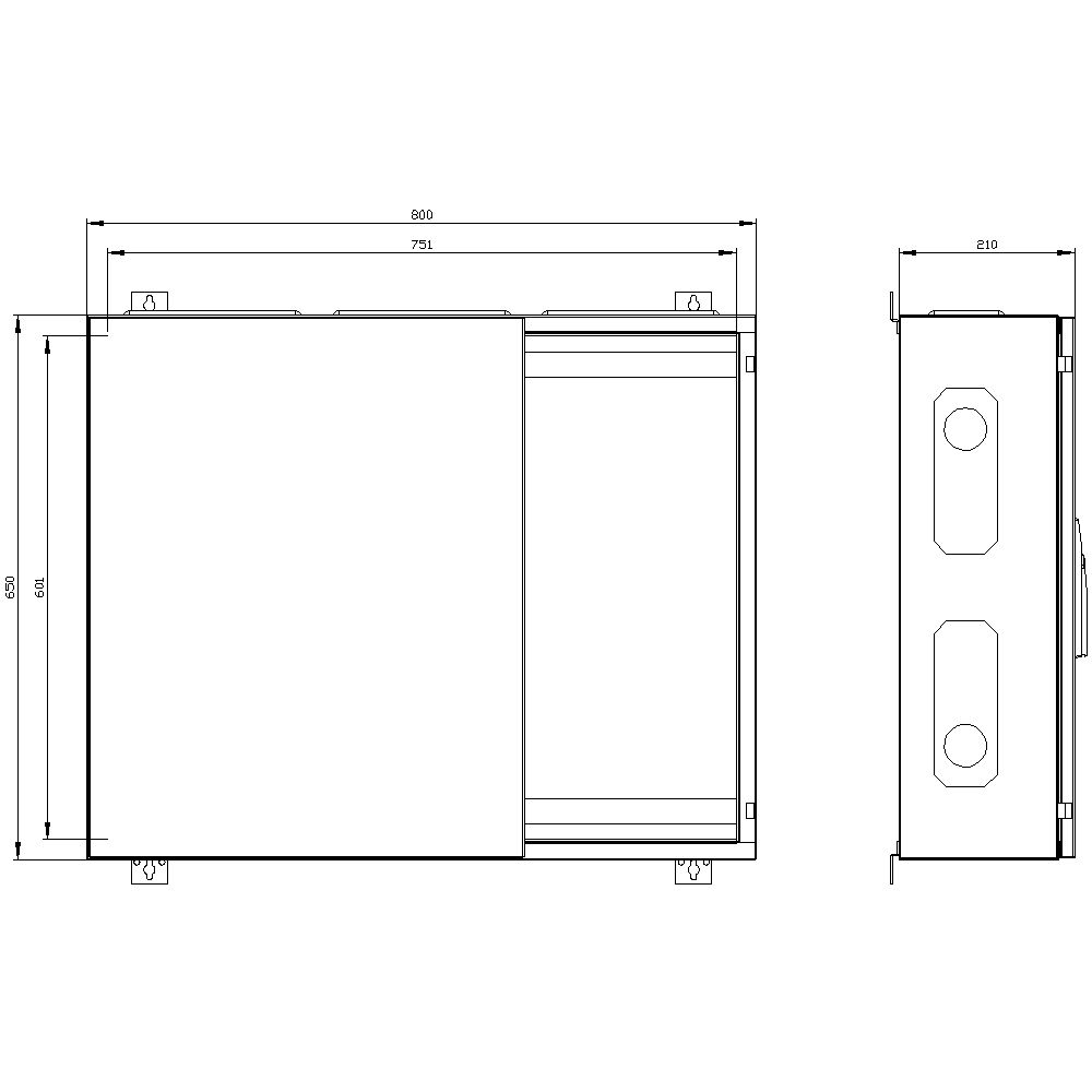 Leergehäuse ST/Kst IP43 B800xH650xT210mm ET210mm geschl