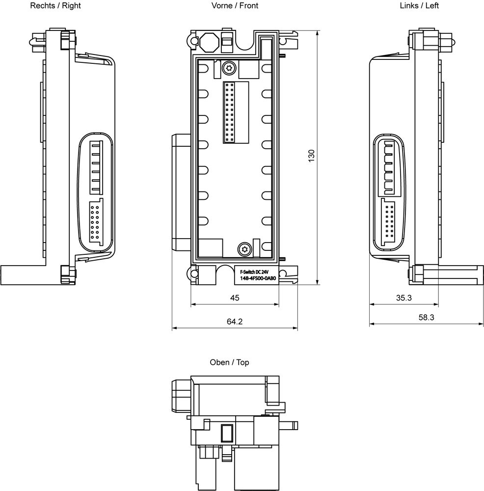 Digital I/O-Modul DC 20,4-28,8V 2Eing 3Ausg Steckanschl