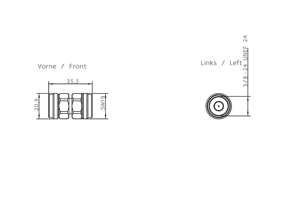 Koax-Kupplung N Buchse/Buchse ger