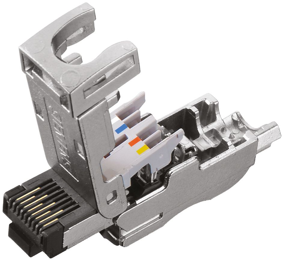 Modular-Stecker RJ45 24AWG Feldkonf Schirm Litze massiv f.Rundkabel