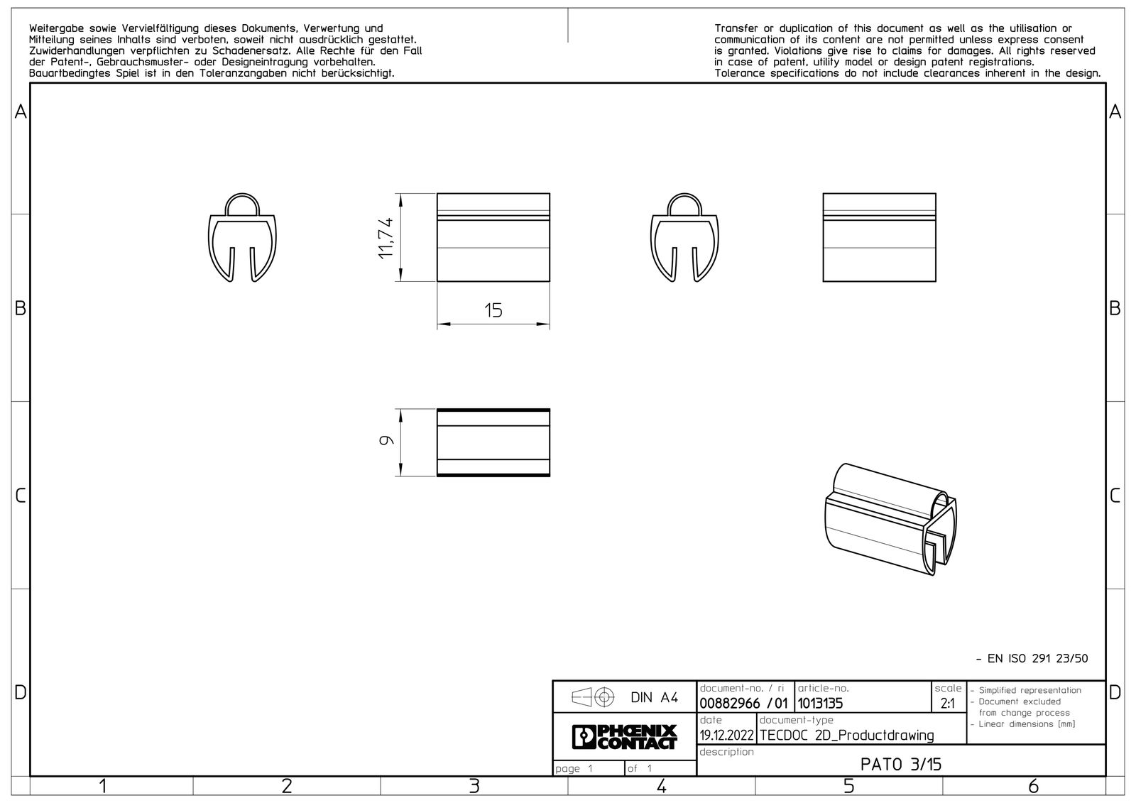 Kabelmarkierung tra Ader Kst Ø4,4-6,7mm transp B15mm Mit Textfeld klemm