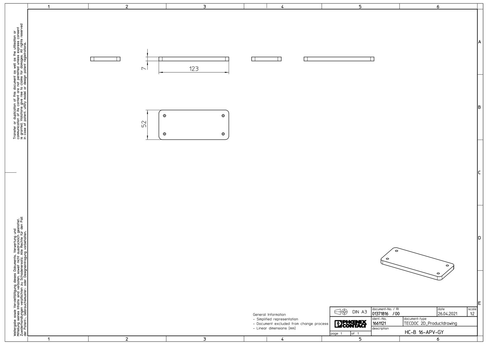 Adapterplatte Edst 150x7mm HB