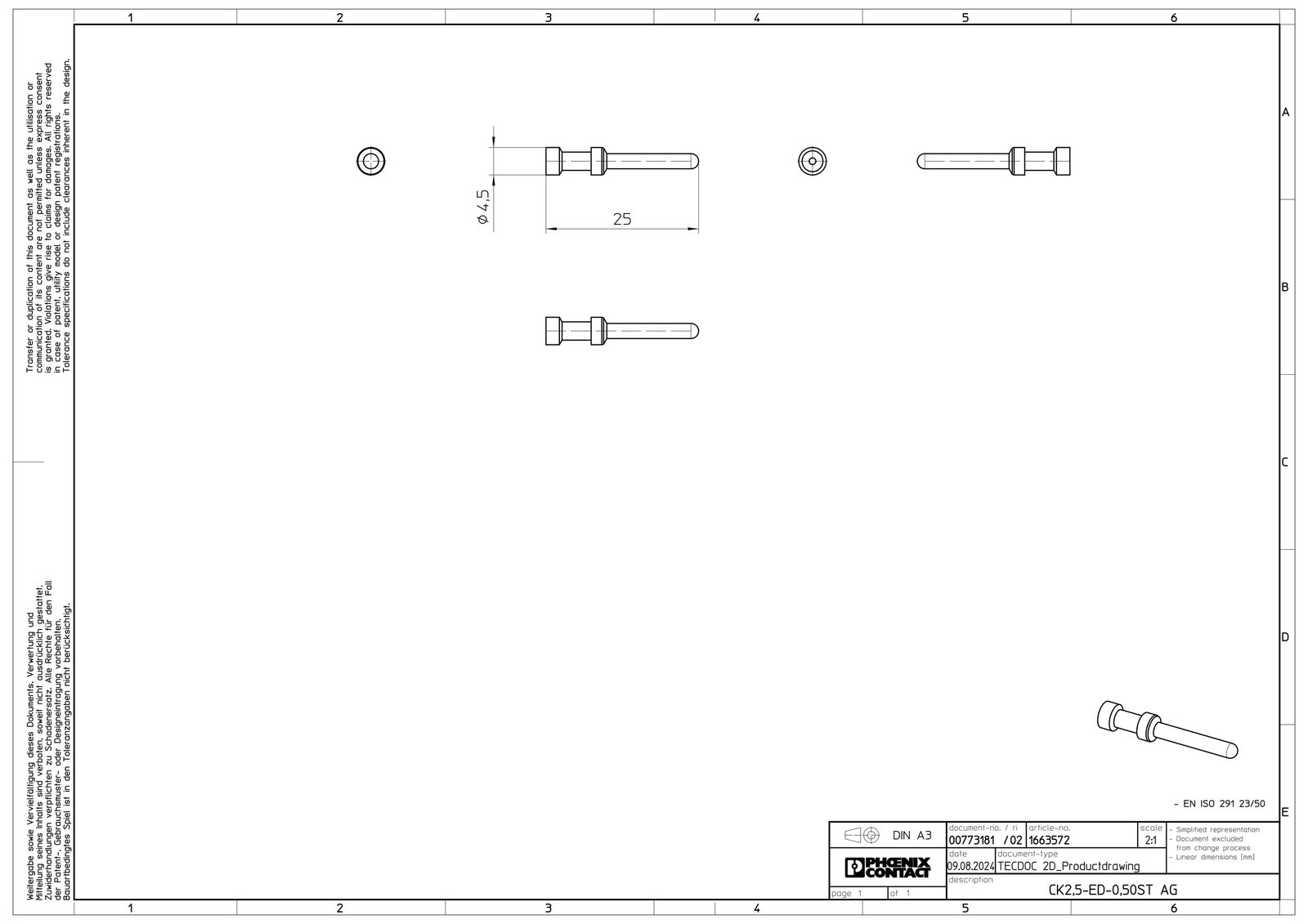 Kontakt Stift Crimp 0,5qmm 0,5qmm Si