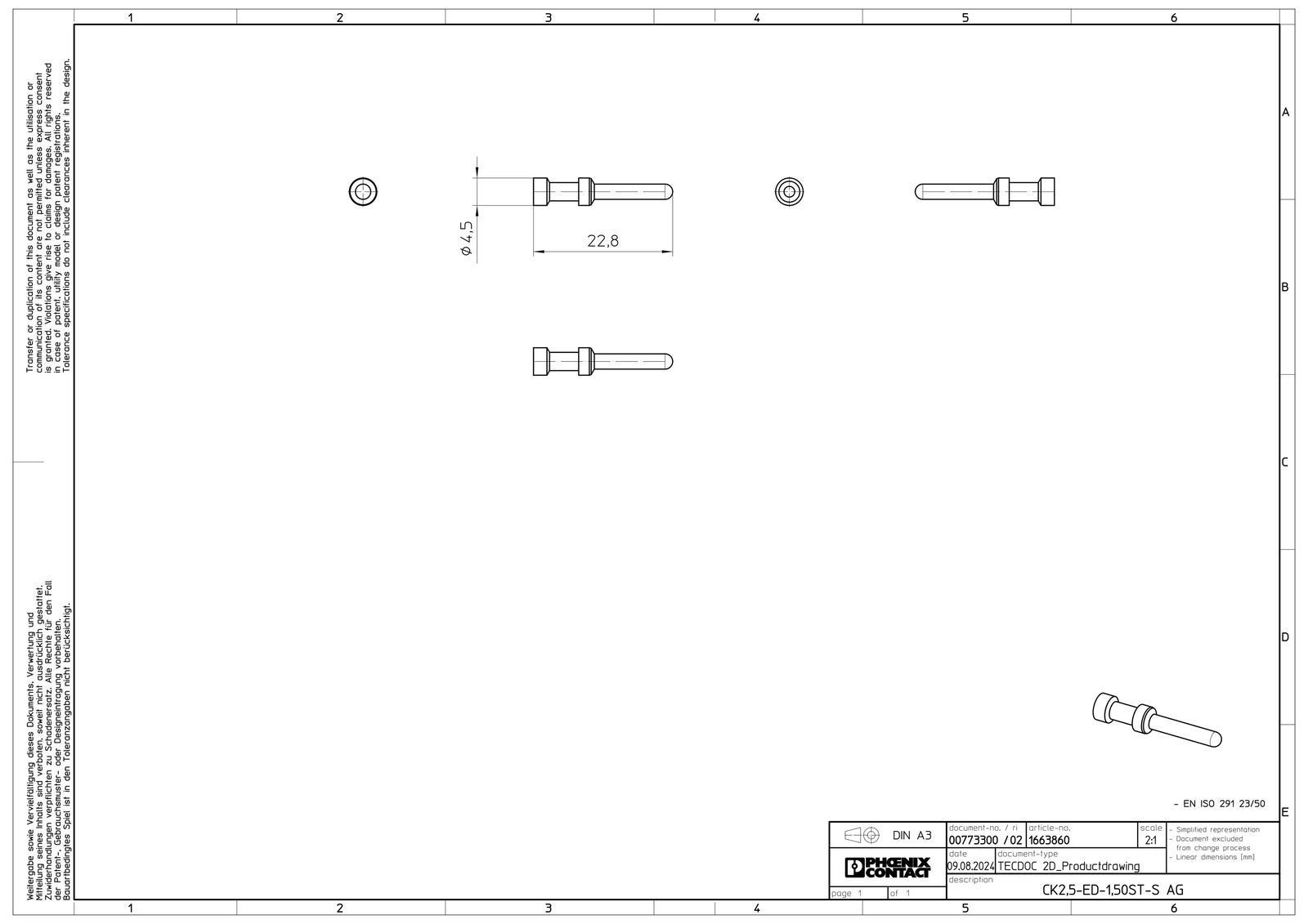 Kontakt Stift Crimp 1,5qmm 1,5qmm Si