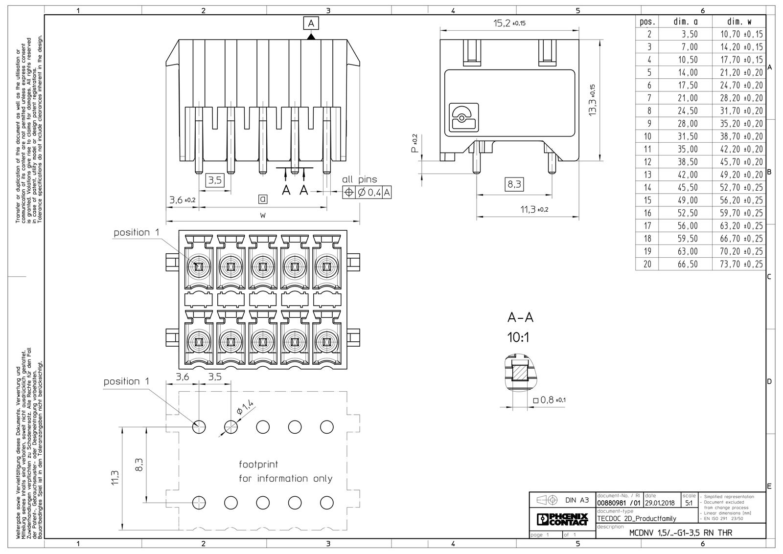 Platinenstecker Stift 18p sw 2re 3,5mm zinn THR fester Steckverbinder