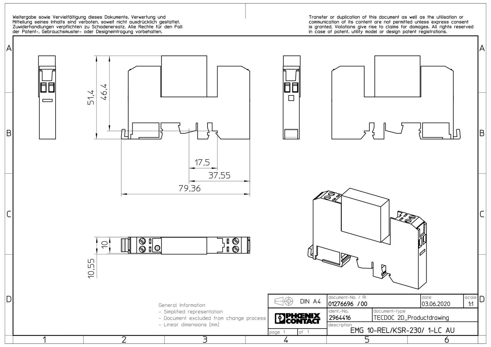 Hilfsschütz UC 1S/Hilf 0,005A 230V/50Hz