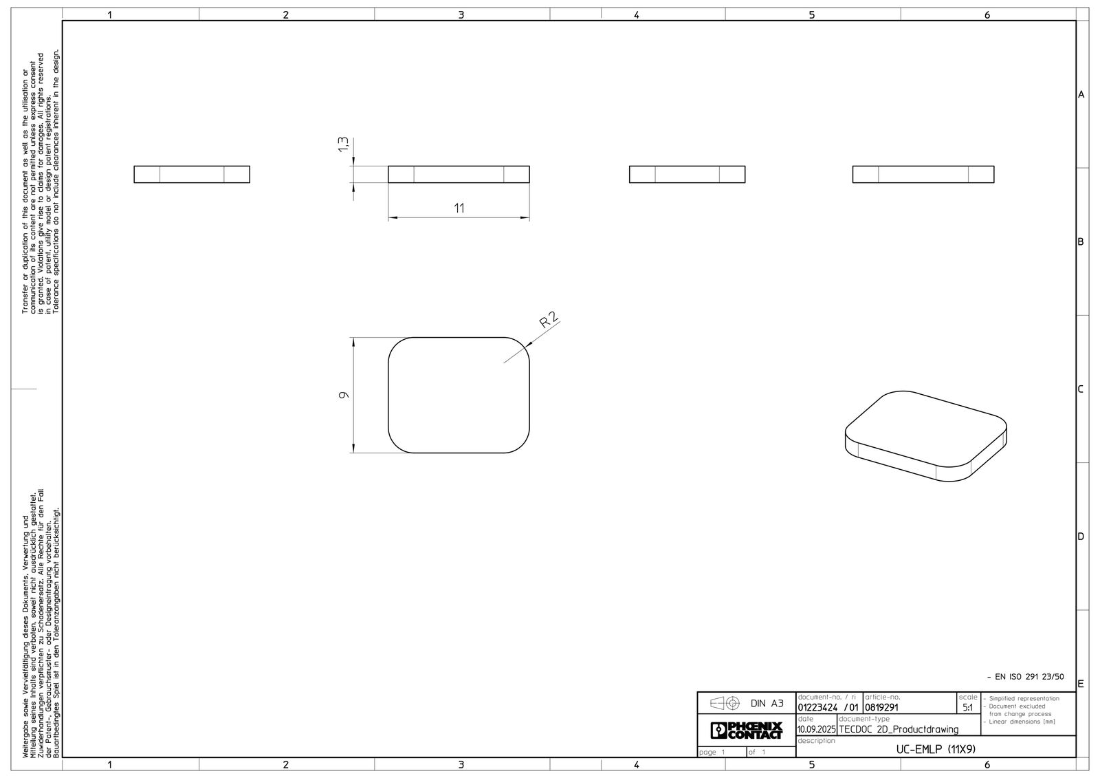 Klemmenmarkierung ws RM=11mm unbedr horiz