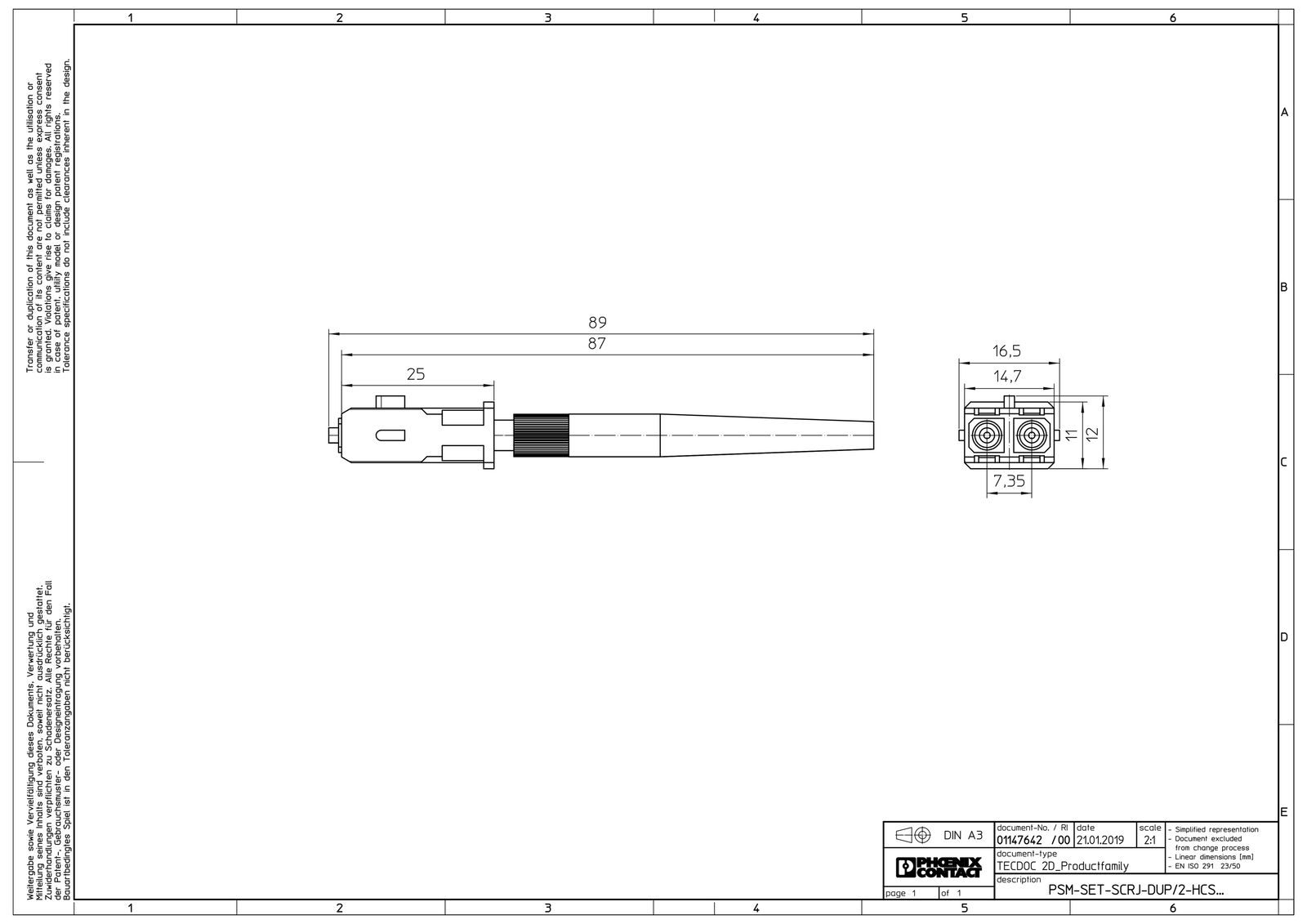 LWL-Stecker SC-RJ PCF klemm Kst sw