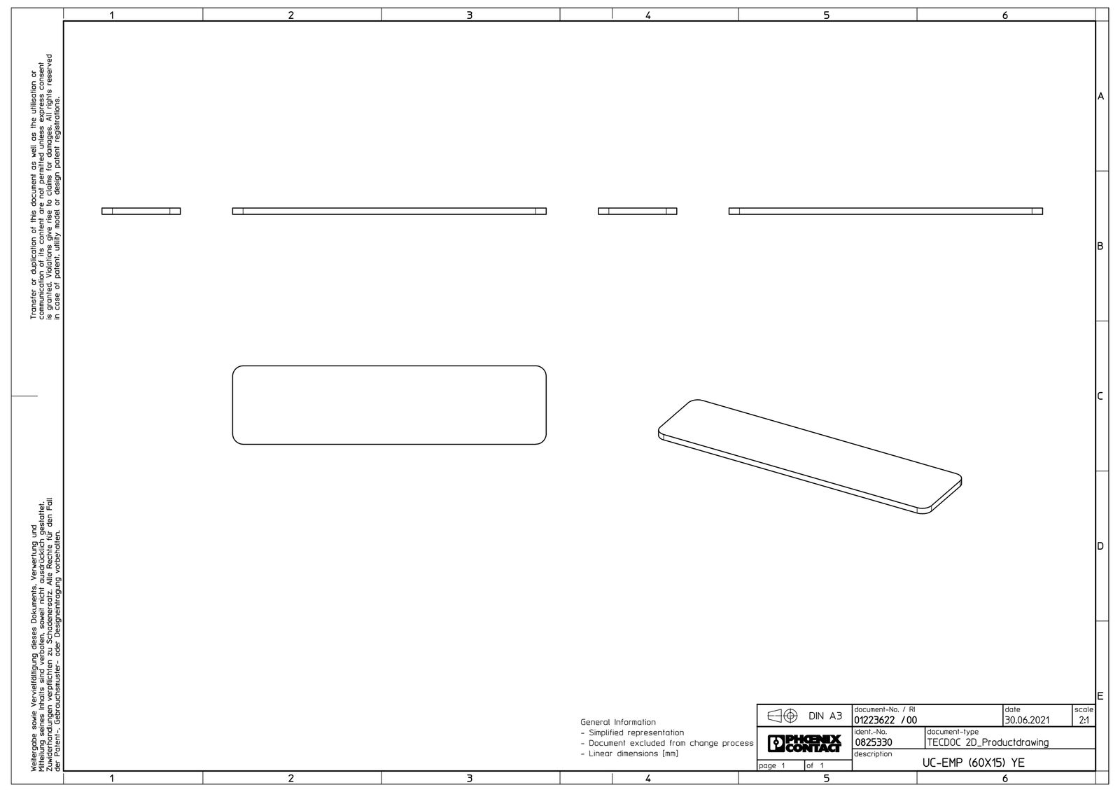 Klemmenmarkierung ge RM=15mm unbedr horiz/vert