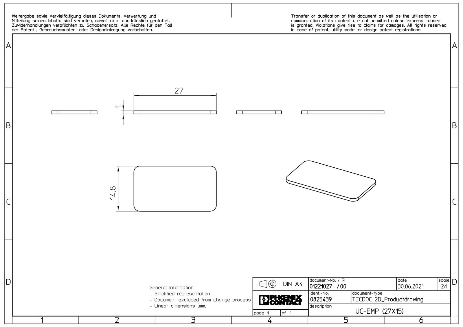 Klemmenmarkierung ws RM=15mm unbedr