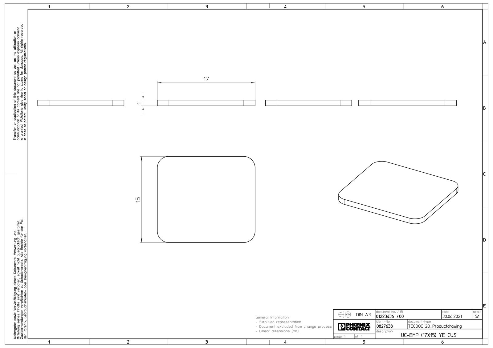 Klemmenmarkierung ge RM=15mm unbedr horiz/vert