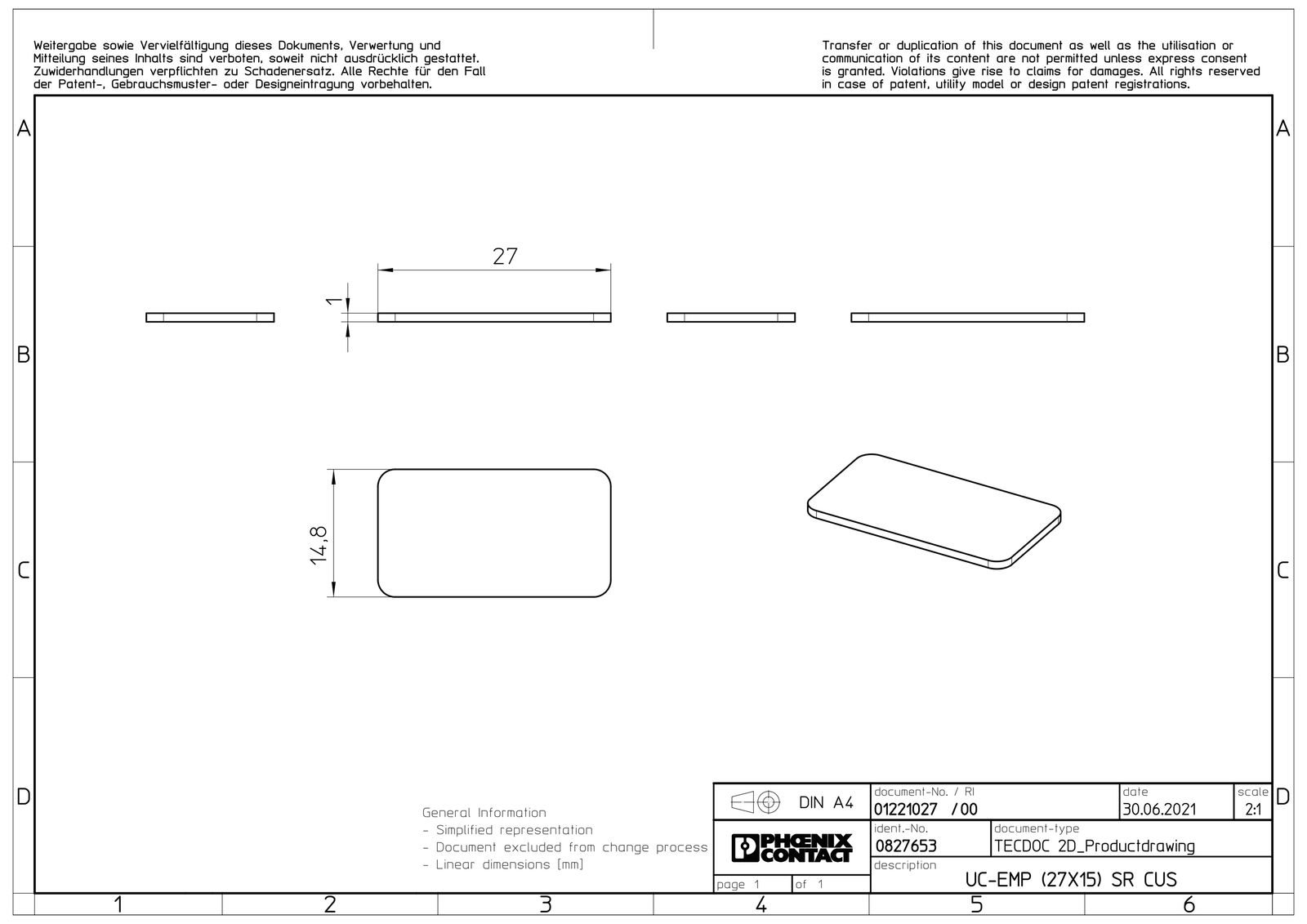 Klemmenmarkierung si RM=15mm unbedr horiz/vert