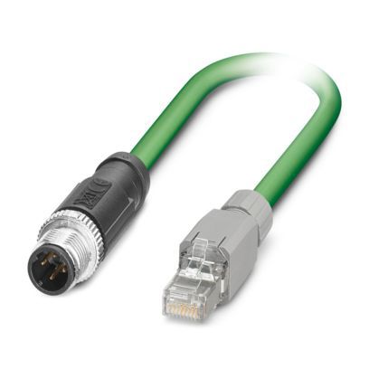 Patchkabel Cat5E SF/TQ IP67 2m gn M12 RJ45 Ölbeständig nach EN IEC 60811-404