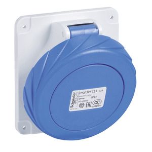 CEE-Anbausteckdose 2p 32A Acti9 230V/bl 6h IP67 Schraubkl abgew Kst 100x90mm