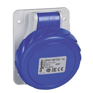 CEE-Anbausteckdose 3p 32A Acti9 230V/bl 6h IP67 schraubl.Kl abgew Kst 100x90mm