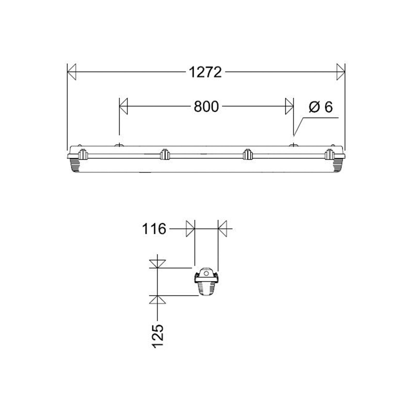 LED-Feuchtraumleuchte 27W 4000K 4240lm gr Konv Dimmung DALI-2 IP65