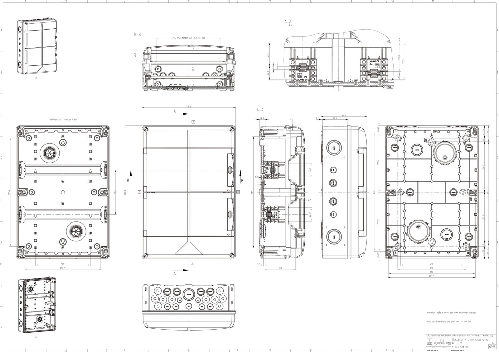 Kleinverteiler AP 2x14TE Kst IP65 ET95mm 315x450x155mm REG