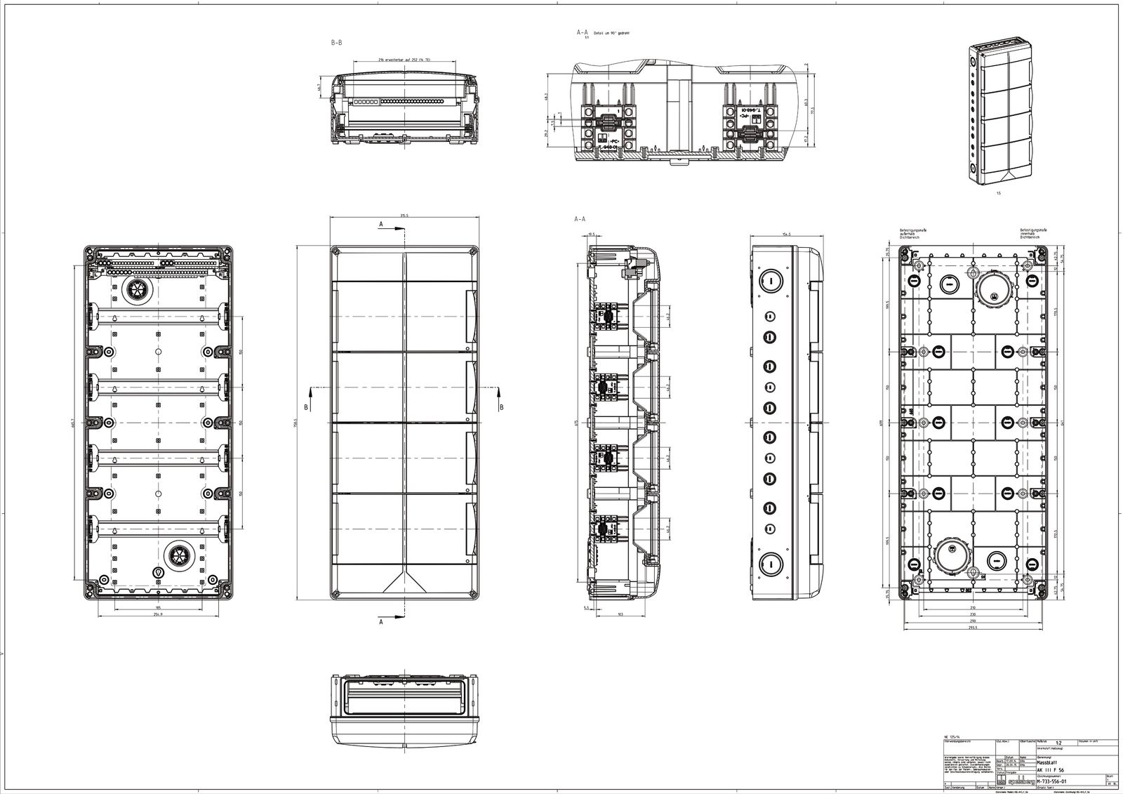 Kleinverteiler AP 4x14TE Kst IP65 ET95mm 295x730x155mm REG