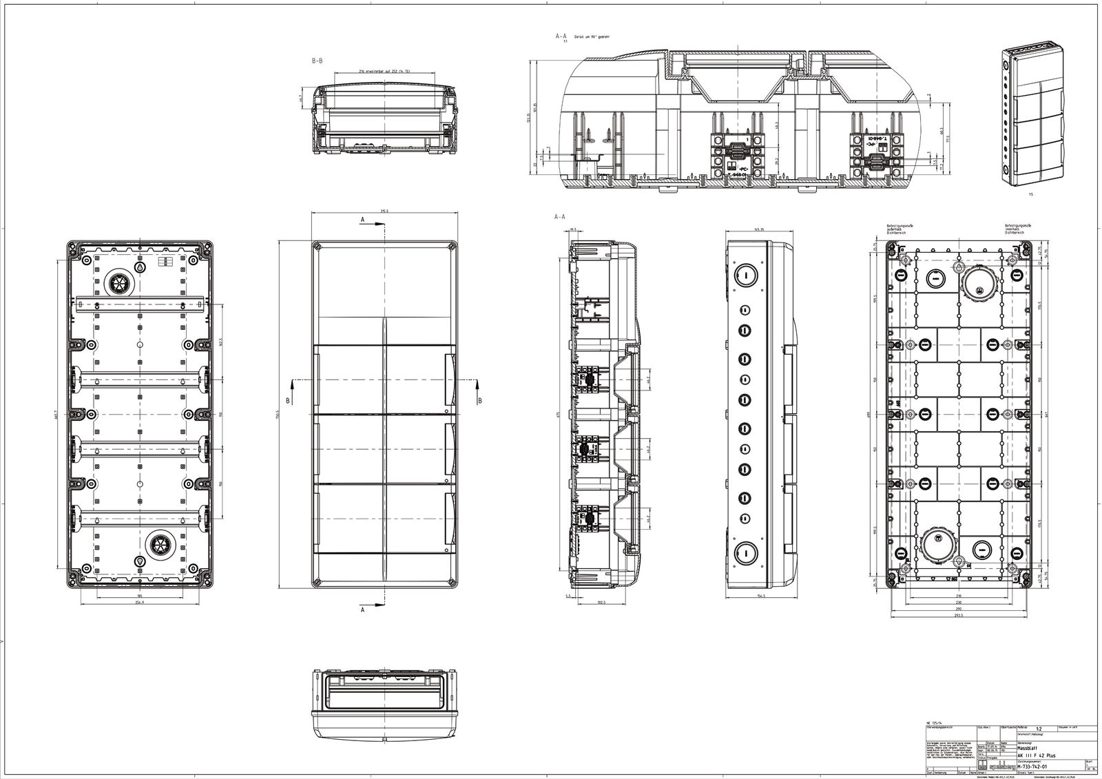 Kleinverteiler AP 3x14TE Kst IP65 ET95mm 315x750x155mm REG